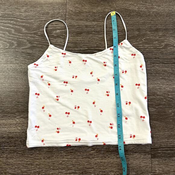 🍒 NWOT Pacsun Basics White Cherry Print Crop Cami Tank Top Size Small Y2K Cute - Picture 7 of 12